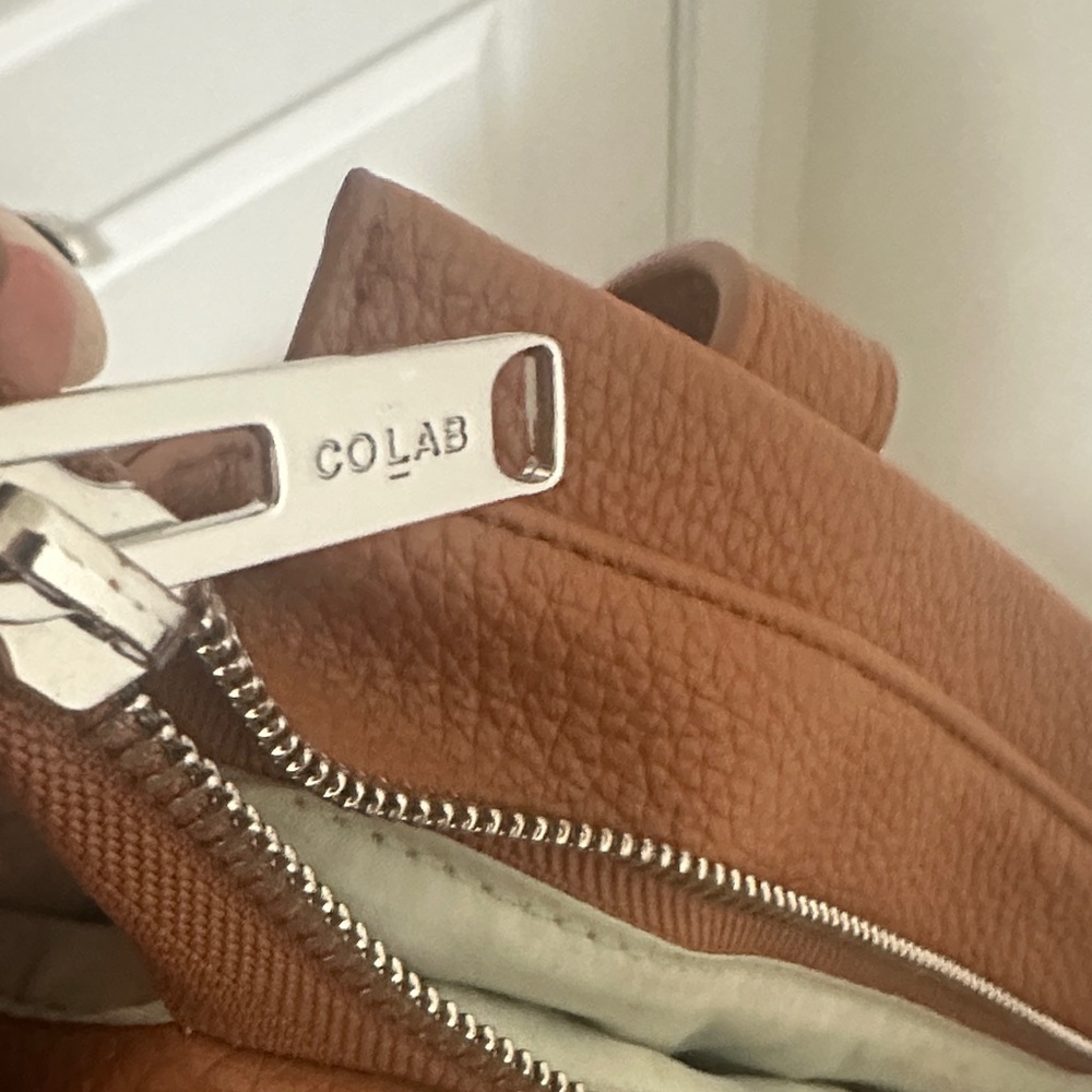 COLAB Tan Pebbled Vegan Leather Tote with Double Straps - Picture 13 of 16